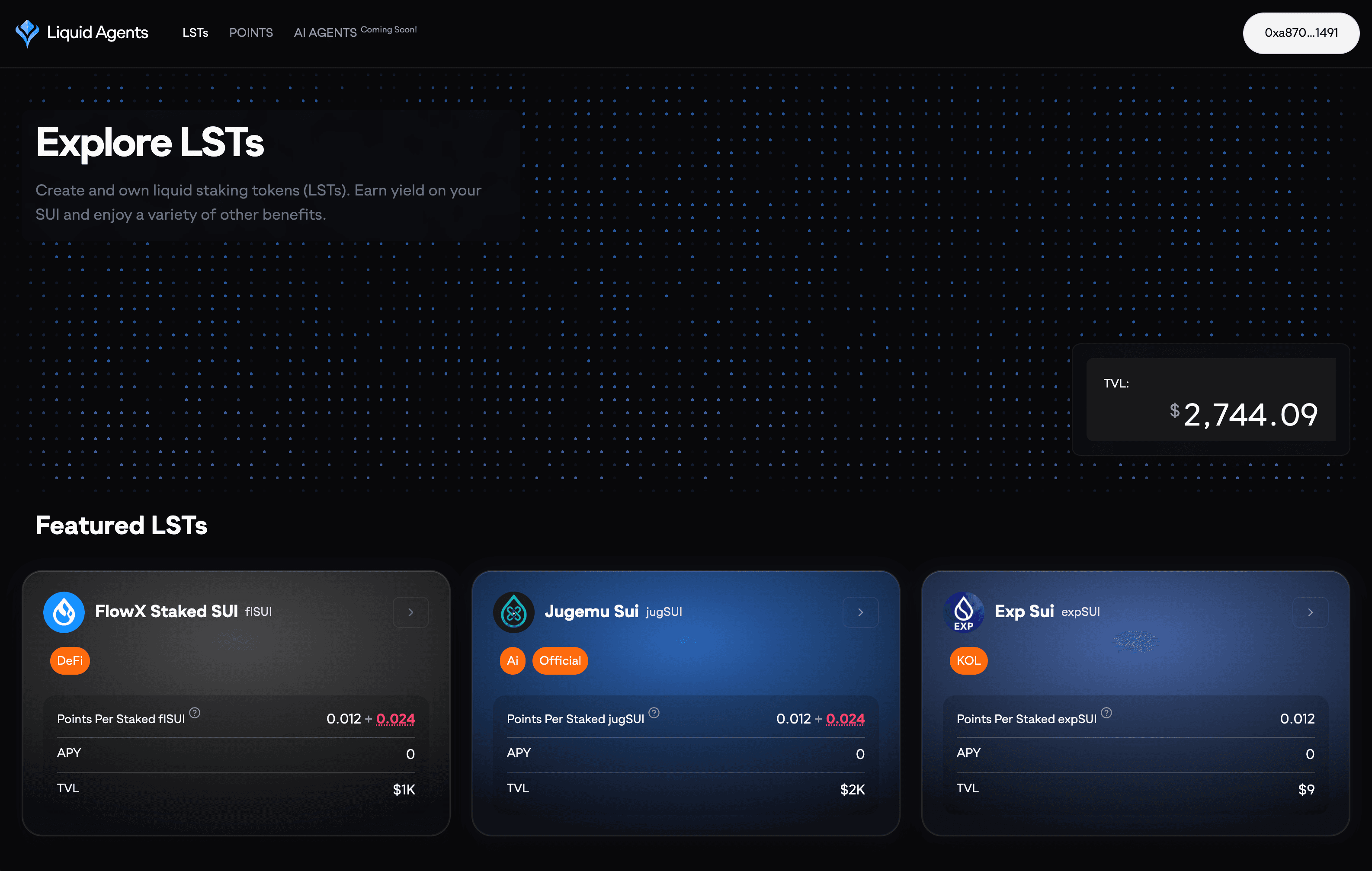 Screenshot of Sui Liquid Staking